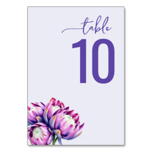 Elegant Purple Floral Table Sign Number