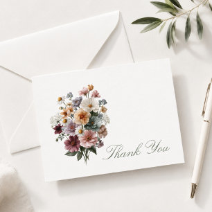 Elegant Purple Floral Thank You Card