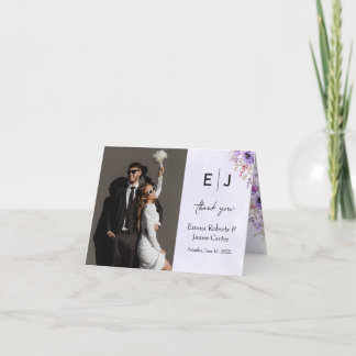 Elegant Purple Floral Thank You Cards