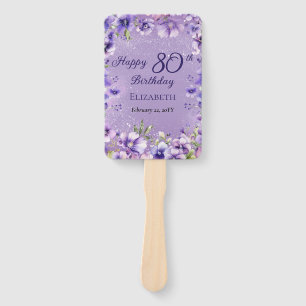 Elegant Purple Floral Violets 80th Birthday Party  Hand Fan
