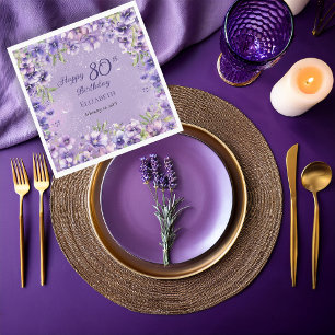 Elegant Purple Floral Violets 80th Birthday Party  Napkin
