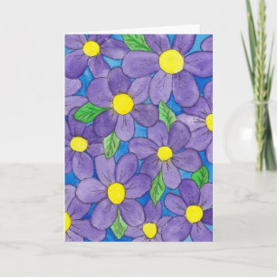Elegant Purple Floral Watercolor Greeting Card