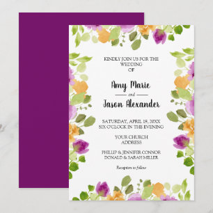 Elegant Purple Floral Watercolor Invitation