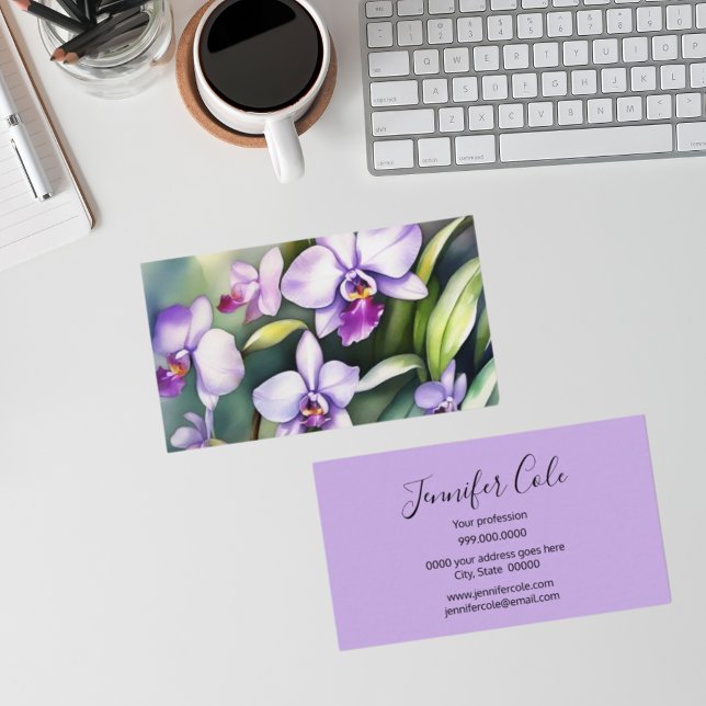 Elegant Purple Floral Watercolor Unique Business Card (This vibrant floral design is both eye-catching and professional - perfect for creative individuals)