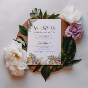 Elegant Purple Floral We Still Do Vow Renewal Invitation