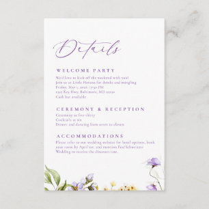Elegant Purple Floral Wedding Enclosure Card