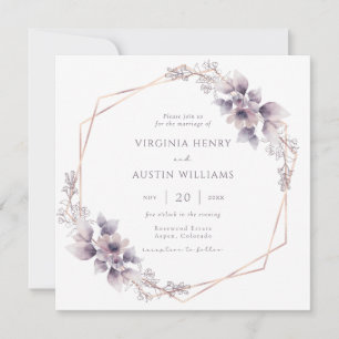 Elegant Purple Floral Wedding Invitation