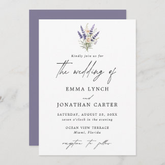 Elegant Purple Floral Wedding Invitation