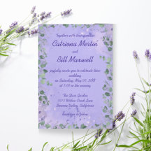 Elegant Purple Floral Wedding Invitation