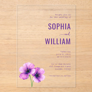 Elegant Purple Floral Wedding Invitation