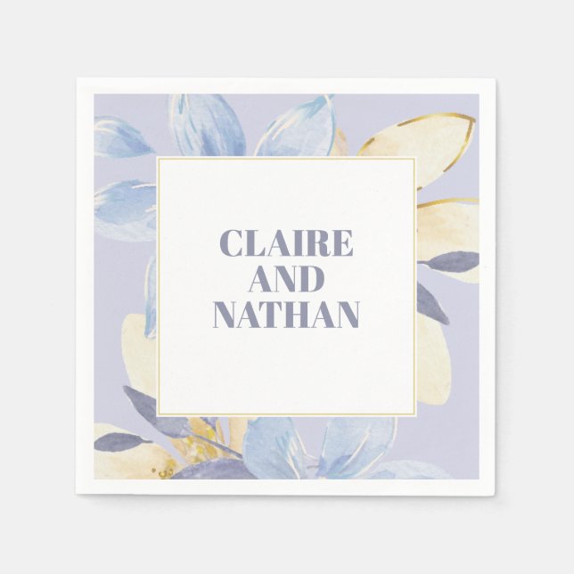 Elegant Purple Floral Wedding Napkins (Front)