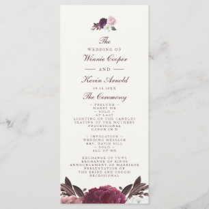 Elegant Purple Floral Wedding Programme