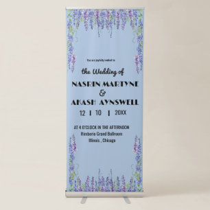 Elegant Purple Floral Wedding Retractable Banner
