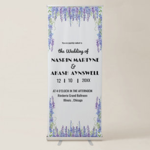 Elegant Purple Floral Wedding Retractable Banner