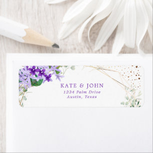 Elegant Purple Floral Wedding Return Address