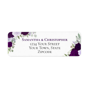 Elegant Purple Floral Wedding Return Address