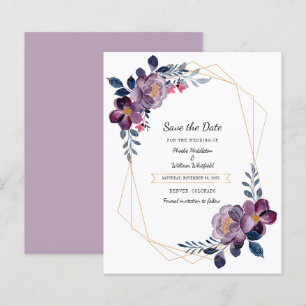 Elegant Purple Floral Wedding Save The Date