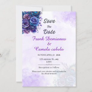 Elegant Purple Floral Wedding Save The Date
