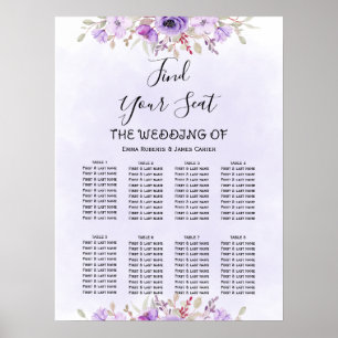 Elegant Purple Floral Wedding Seating Chart