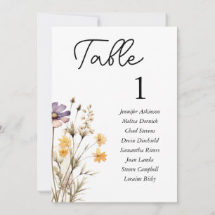 Elegant Purple Floral Wedding Seating Chart Card