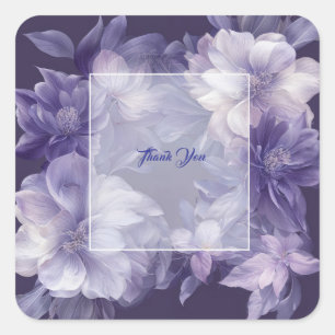 Elegant Purple Floral Wedding Square Sticker