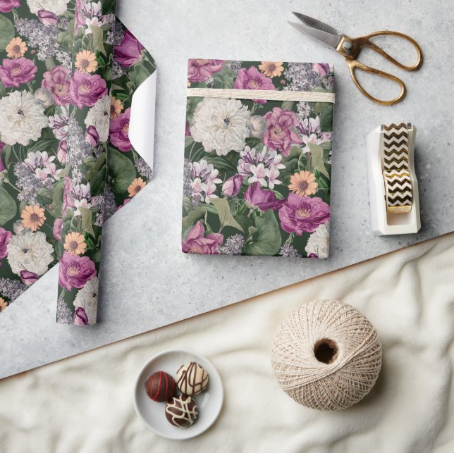 Elegant Purple Floral Wildflower Wrapping Paper (Crafts)
