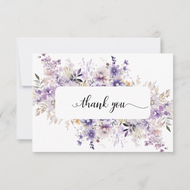 Elegant Purple Floral Wreath Sympathy Thank You (Front)