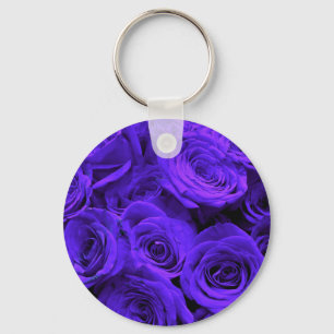 Elegant purple florals flowers roses  key ring