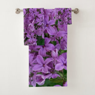 Elegant purple florals purple lilacs bath towel set