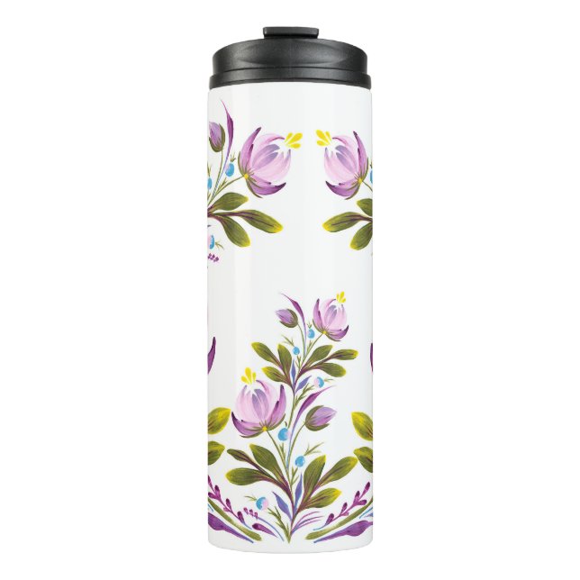 Elegant Purple Florals Thermal Tumbler (Front)