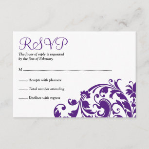 Elegant Purple Flourish Bat Mitzvah RSVP Card