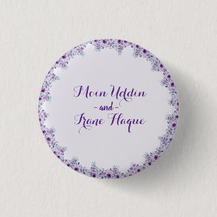 Elegant purple flower 3 cm round badge