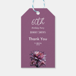 Elegant Purple Flower Birthday Party Gift Tags