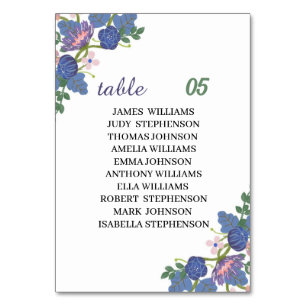 Elegant Purple Flower Custom Wedding Table Number