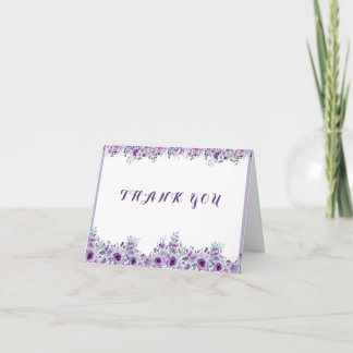 Elegant purple flower thank you card