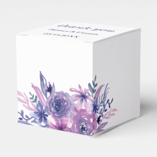 Elegant Purple Flower Wedding  Favour Box (Front Side)