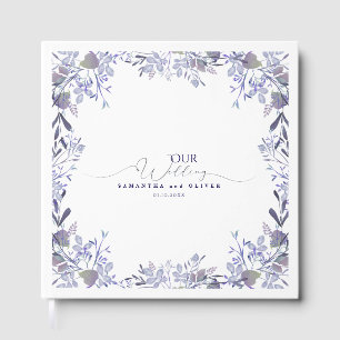 Elegant Purple Flower Wedding Guest Book