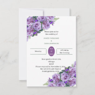 Elegant Purple Flower Wedding Invitation