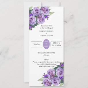 Elegant Purple Flower Wedding Invitation