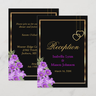 Elegant Purple Flower Wedding  - Reception Invitation