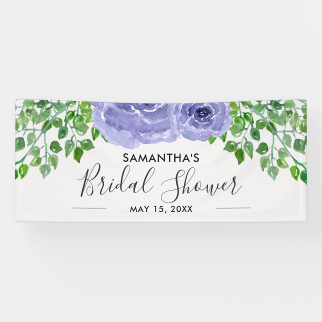 Elegant Purple Flowers | Bridal Shower Banner (Horizontal)