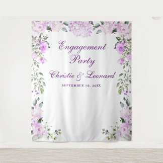 Elegant Purple Flowers Engagement Party  Tapestry