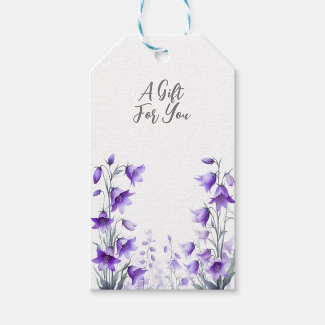Elegant Purple Flowers Gift Tags (Front)