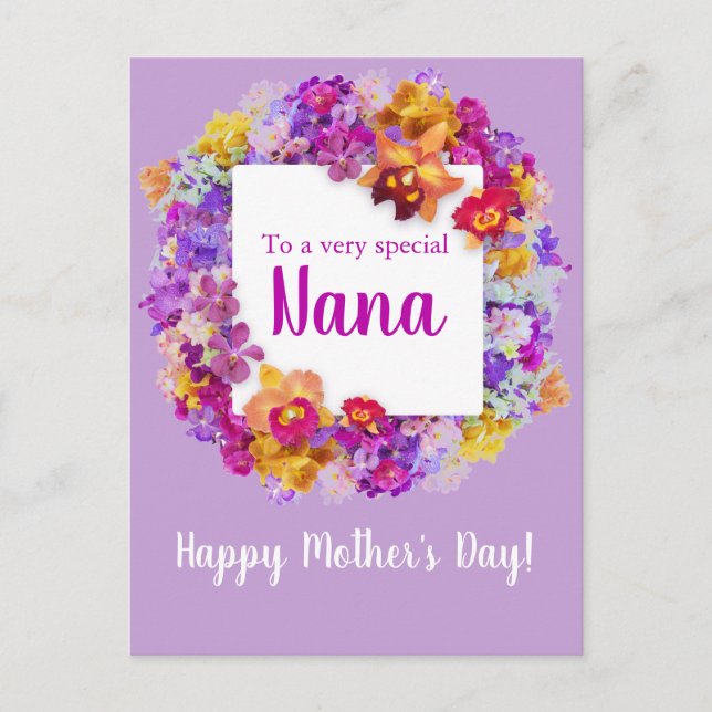 Elegant purple flowers Nana Mother's day Postcard (Front)