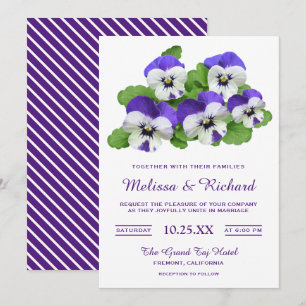 Elegant Purple Flowers Pansy Wedding Invitation