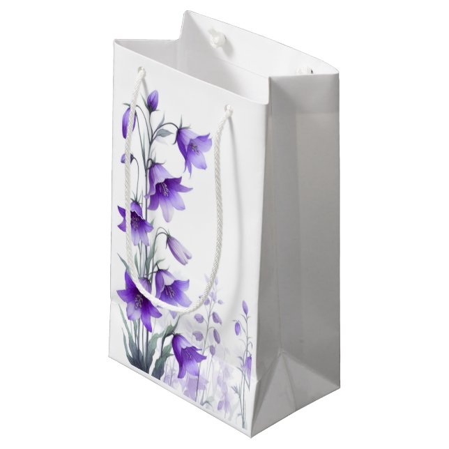 Elegant Purple Flowers  Small Gift Bag (Front Angled)