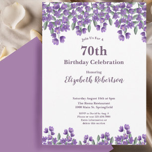 Elegant Purple Flowers Women's 70th Birthday Invitation