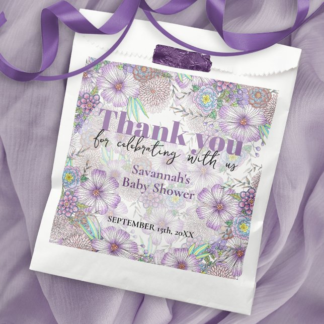 Elegant Purple Garden Flowers Baby in Bloom  Favour Bags (Creator Uploaded)