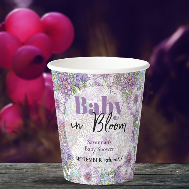 Elegant Purple Garden Flowers Baby in Bloom  Paper Cups (Creator Uploaded)