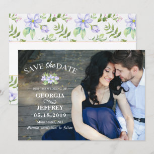 Elegant Purple Garden Wedding Save The Date Photo